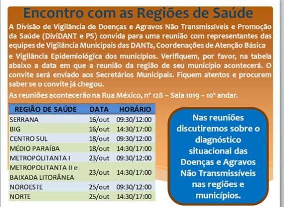 Divisão de Vigilância de Doenças e Agravos Não Transmissíveis e Promoção da Saúde promove reuniões com municípios